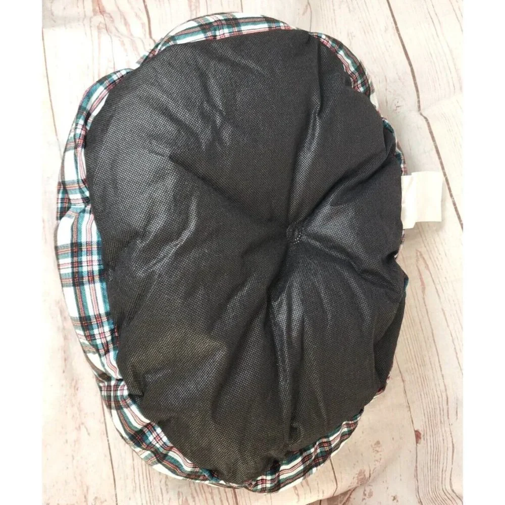 Plaid Pet Bed for Small Dogs Up to 20lb: Round Cuddler Design with Extra Softnes